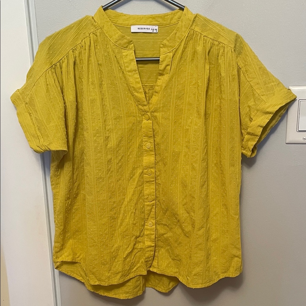 Reserved  Mustard Button Down short sleeve Shirt